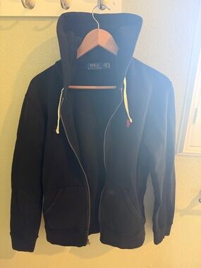Polo Ralph Lauren Black Zip-Up Hoodie with red Pony